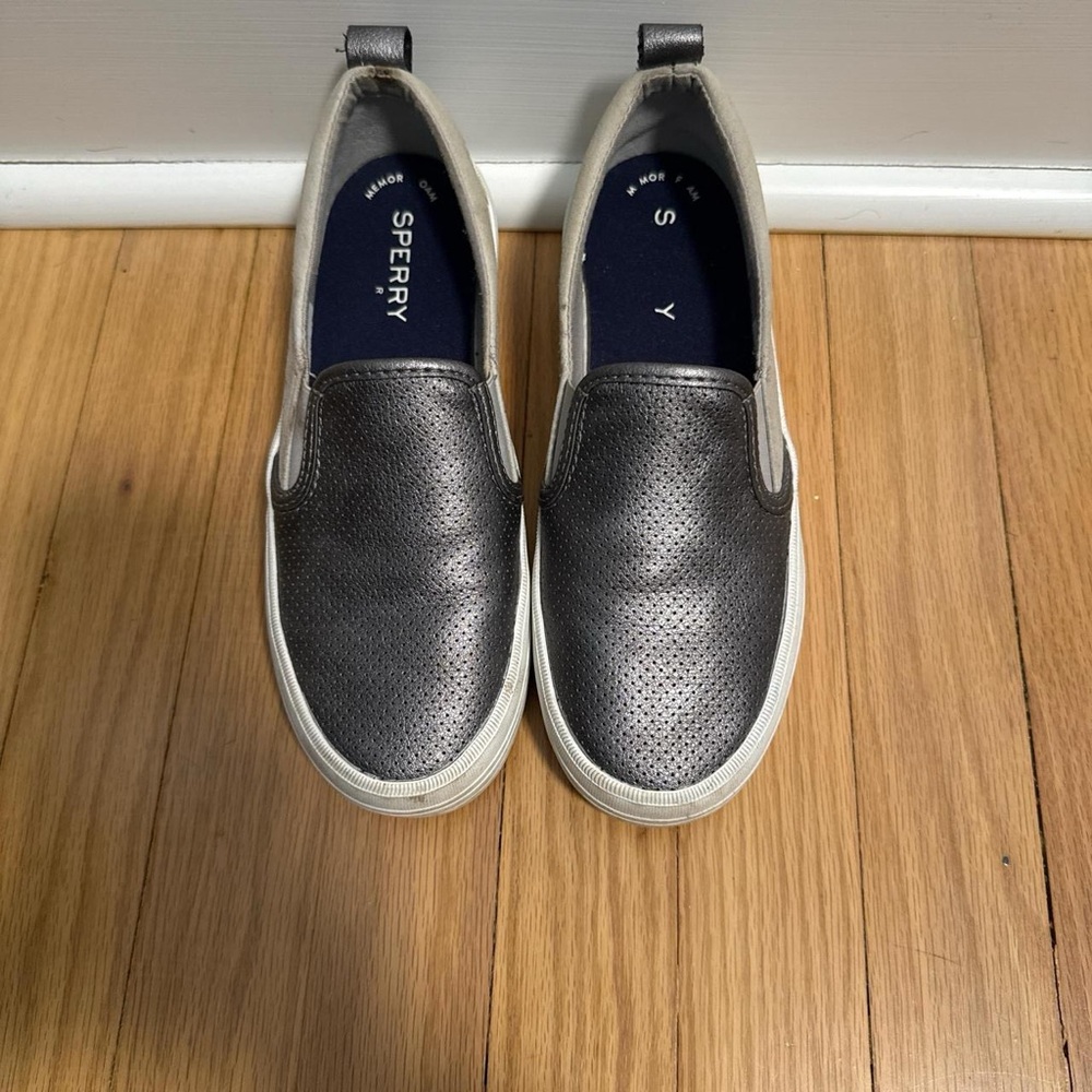 Sperry Gray/Silver Slip On Shoes